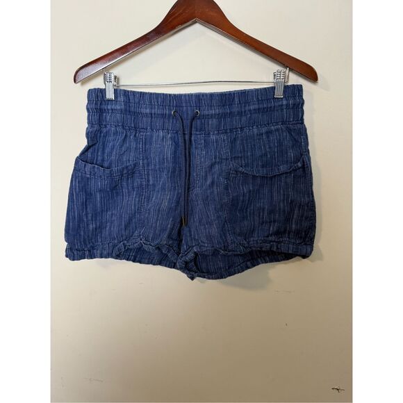 Athleta CABO LINEN TEXTURED 4" SHORT Blue Size 6 - Picture 1 of 5